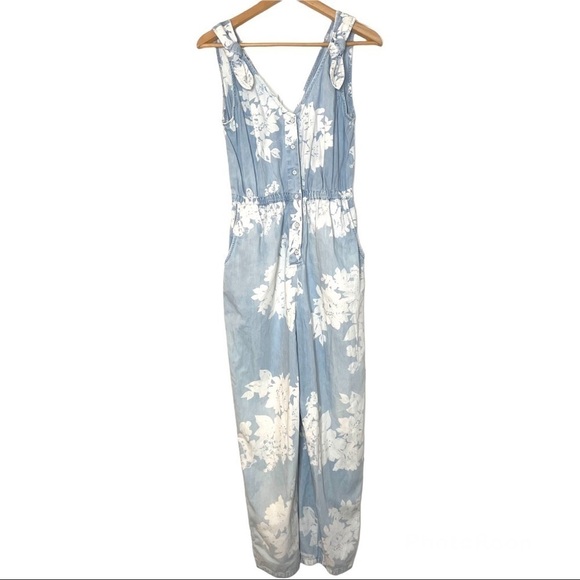 Anthropologie Pilcro chambray floral jumpsuit XS - Picture 1 of 16